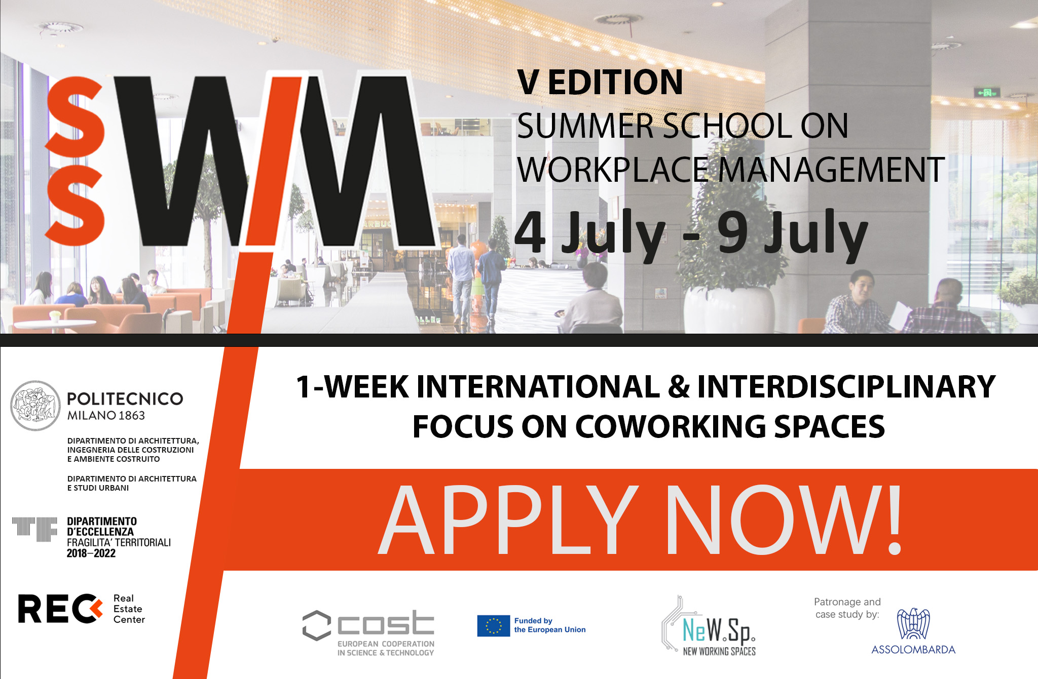 SUMMER SCHOOL ON WORKPLACE MANAGEMENT - SSWM: FOCUS ON COWORKING (COST ACTION CA18214)